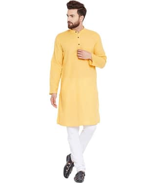 SKAVIJ Red Cotton Kurta Pyjama Set