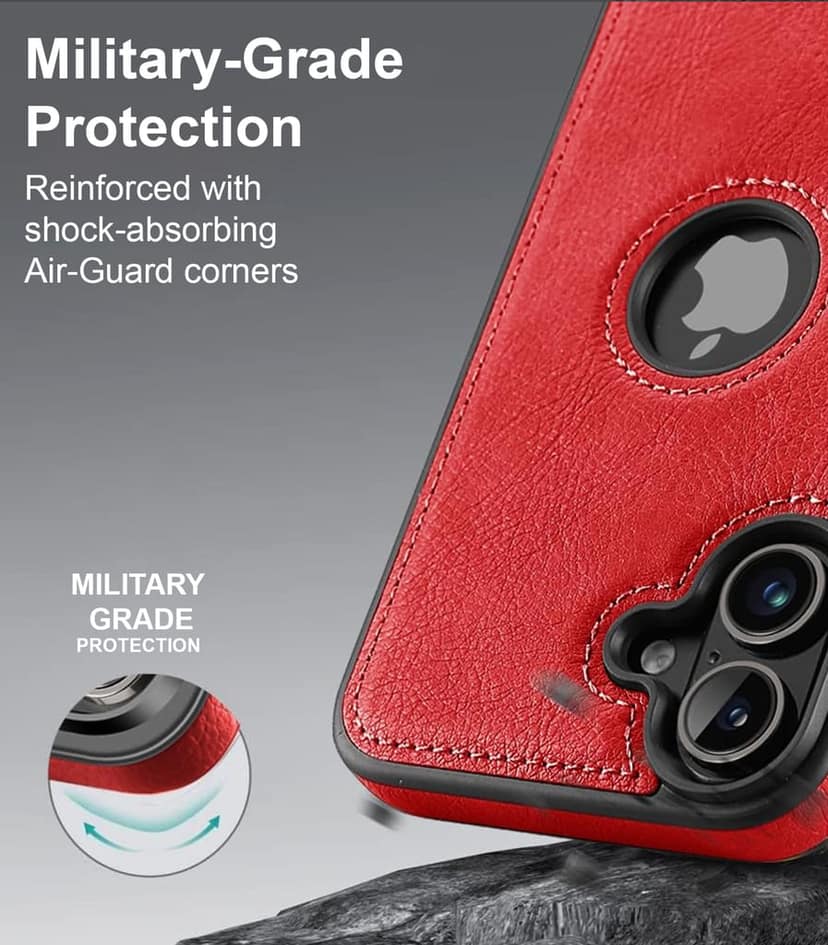 LIRAMARK PU Leather Flexible Back Cover Case Designed for iPhone 16 view 5