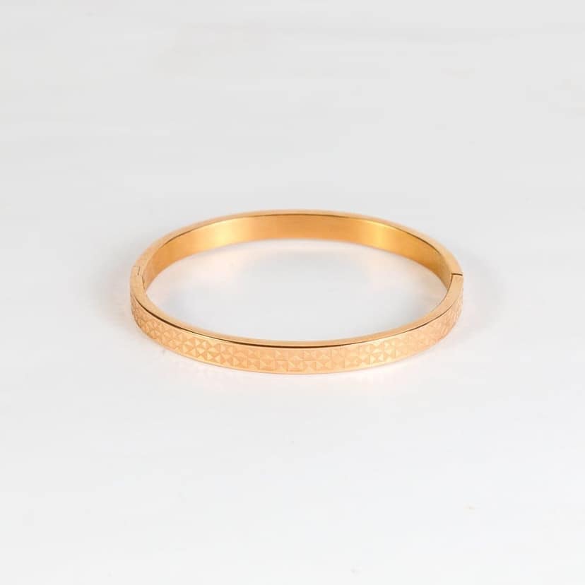 Rose Gold Open Bangle Bracelet view 3