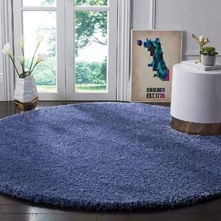 GALLERY HOME Silky Smooth Anti-Skid Shaggy Round Carpet with 2 inch Thickness (8x 8 Round, Blue S1)