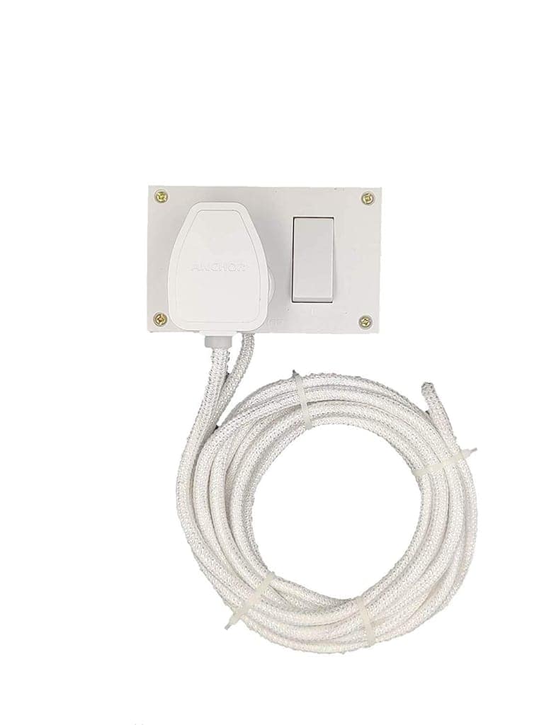 Tia 16 A Power Extension with 4 m Heavy Cloth Cord, Anchor Socket and Plug (White) view 2