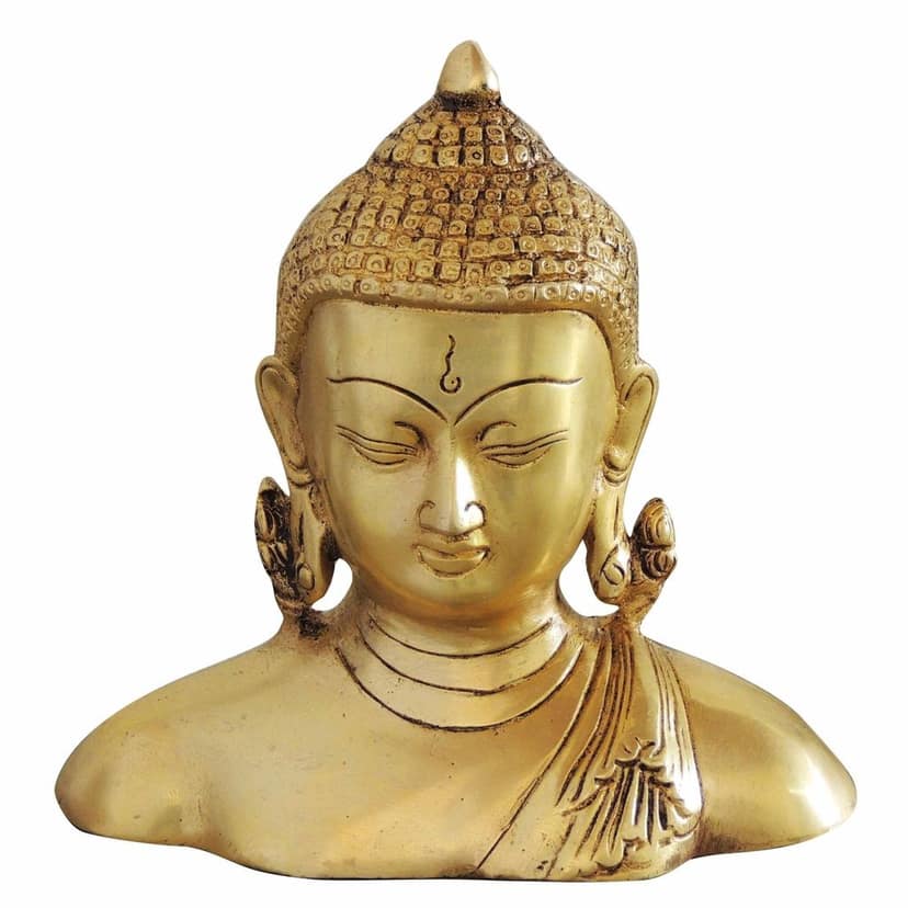 Brass Half Buddha Meditation Statue - Decorative Home Statue, Height : 6.5 Inch (BSMAS1073 G) view 2