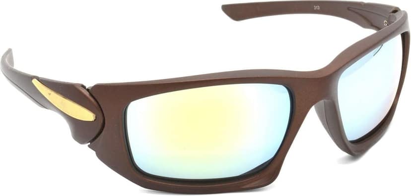 HRINKAR Men Sports Sunglasses Brown & Silver Frame, Silver & Violet Lens (Medium) - Pack of 2 view 6