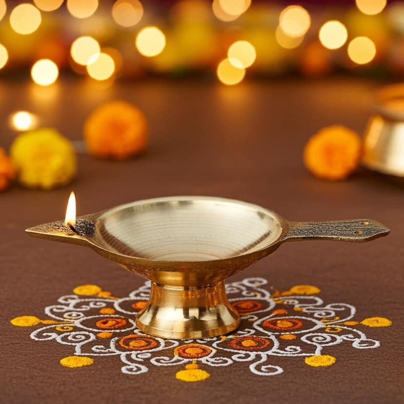 Brass Table Decor Oil Lamp Deepak No. 0 - Small Brass Deepak for Daily Puja, Height : 0.8 Inch (FMAS626 A)