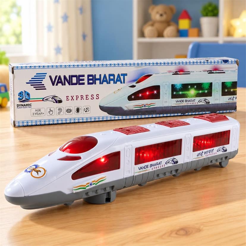 Electric Bullet Train Toy with Flashing Lights for Kids Indoor Play (1 Pc)