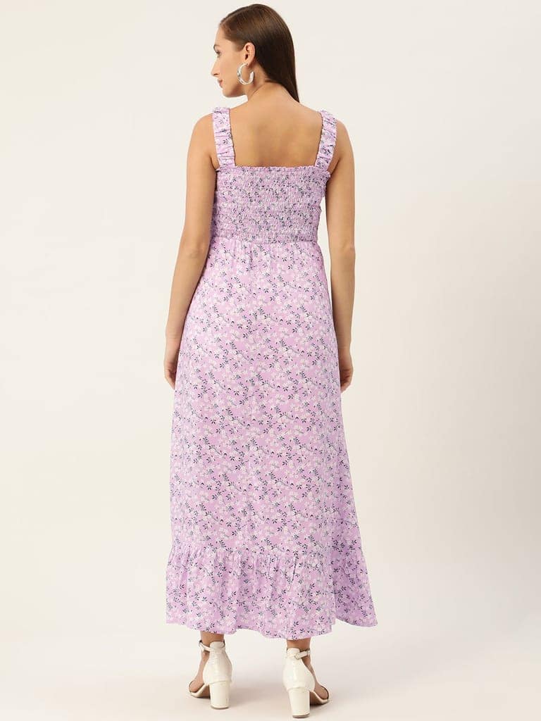 Lavender & Black Floral Maxi Dress view 4
