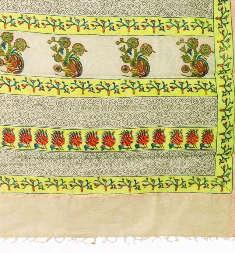 Gond Art Block Print Maheshwari Saree – Heritage Tribal Motif view 4