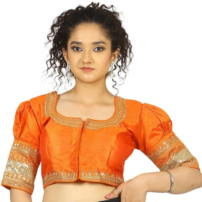 TheHangr Orange Raw Silk Blouse - 34