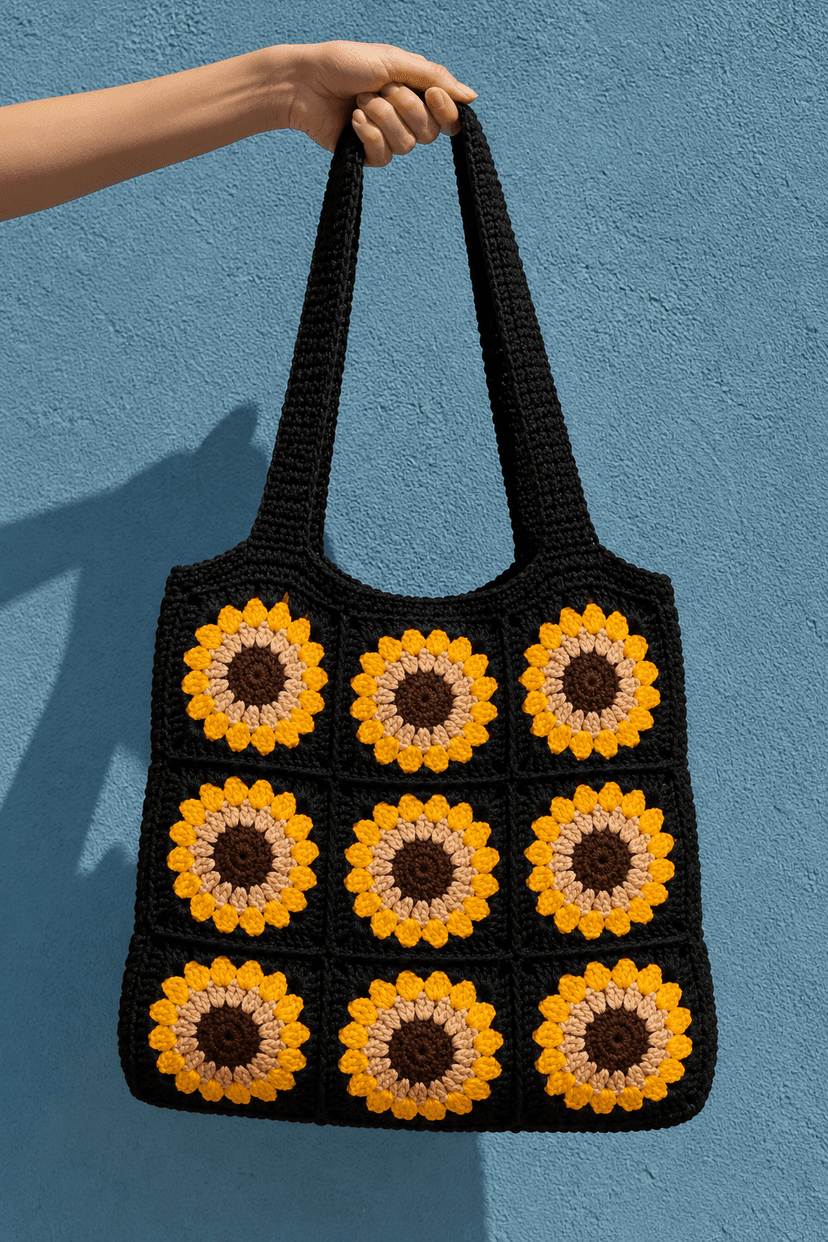 Handmade Crochet Sunflower Purse for Women with Floral Design view 3