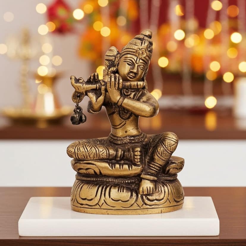 Brass Showpiece Krishna Statue (BSMAS1269 C)