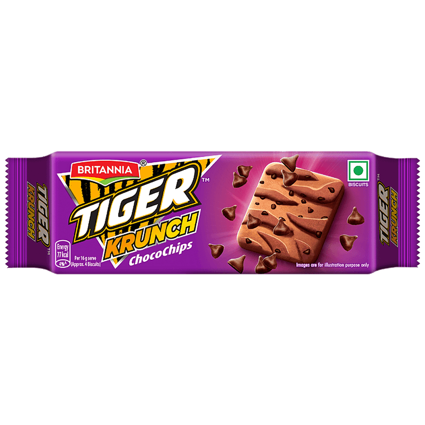 Britannia Tiger Krunch Chocochips Biscuit - Crunchy, Ready To Eat, 63 G view 2