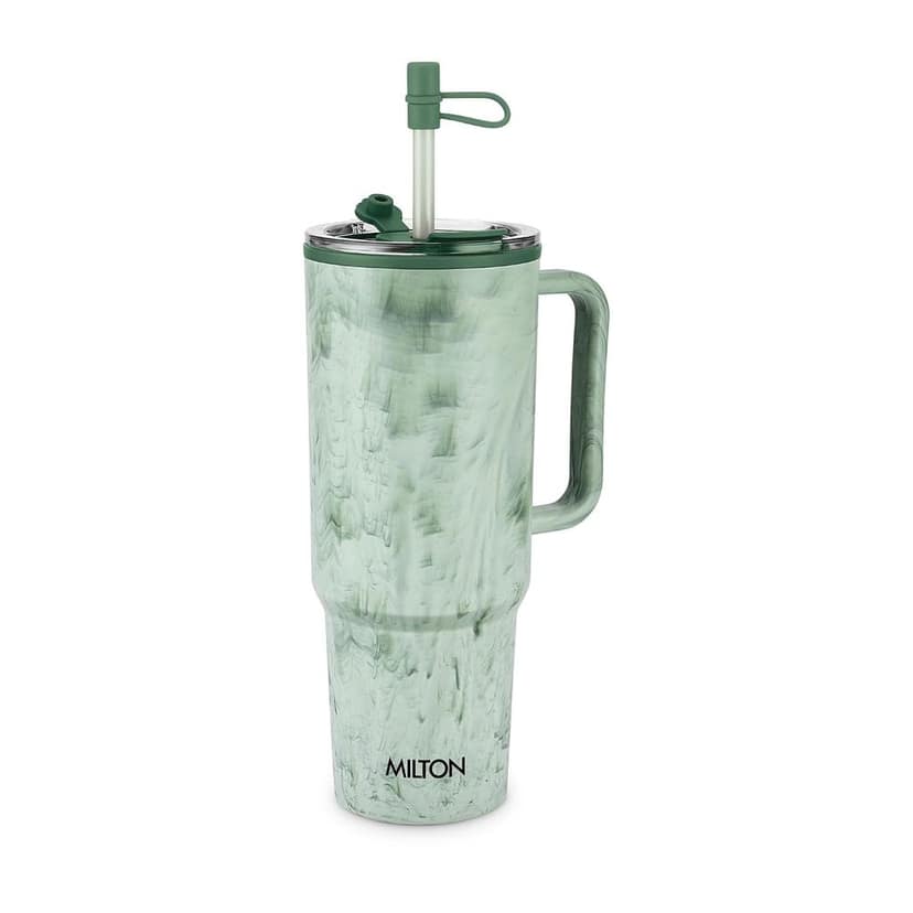 MILTON Puris 1200 Plastic Water Tumbler | 2-in1 Lid Sip or Gulp | Crystal Clear BPA Free-Food Grade | Sturdy Handle | Large Travel Mug for Gym, Office & Outdoor Use, 1200 ml