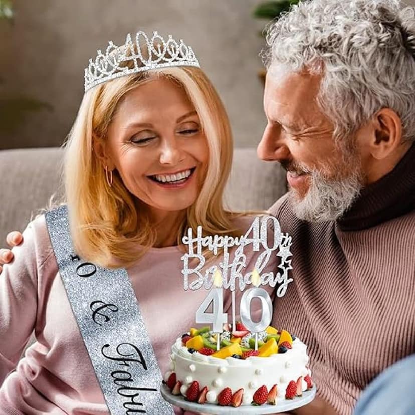 Happy 40th Birthday Silver Tiara - 1PC view 2