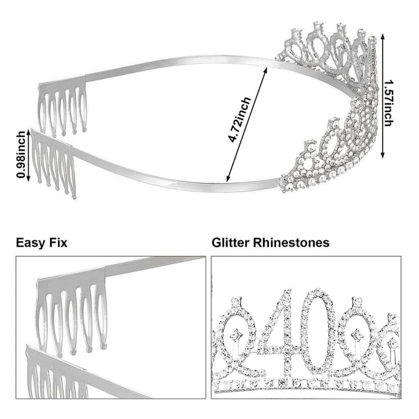 Happy 40th Birthday Silver Tiara - 1PC view 9