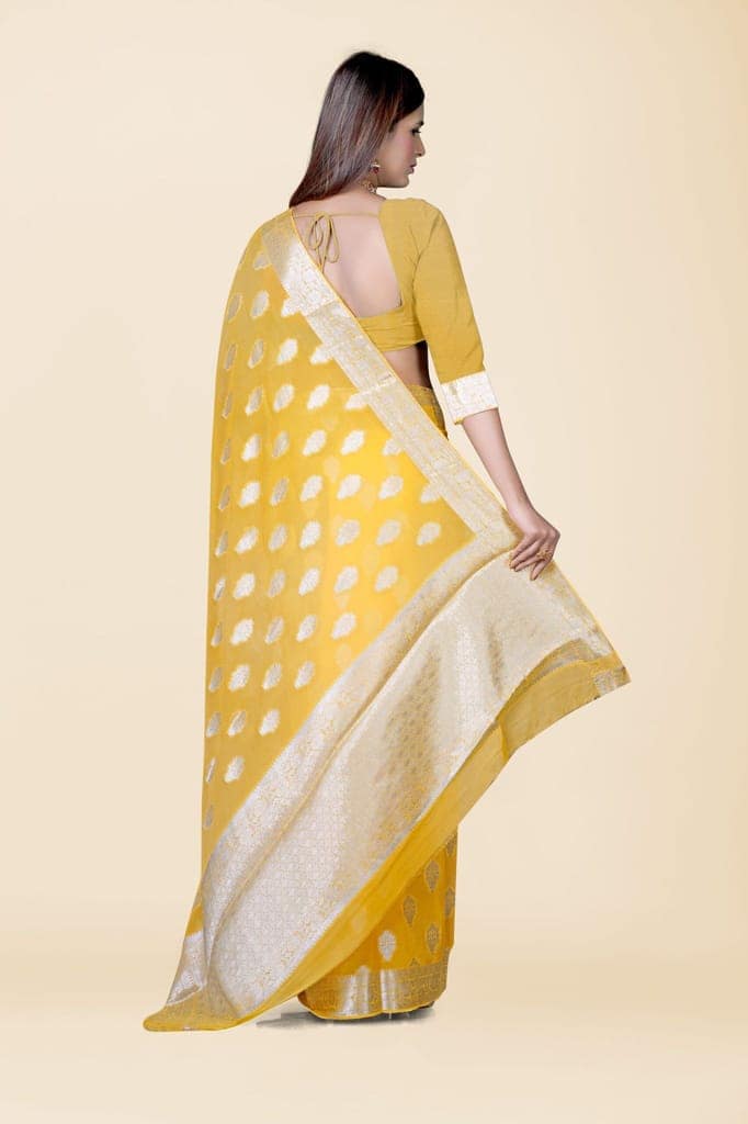 Alluring Yellow Khaddi Georgette Saree view 2