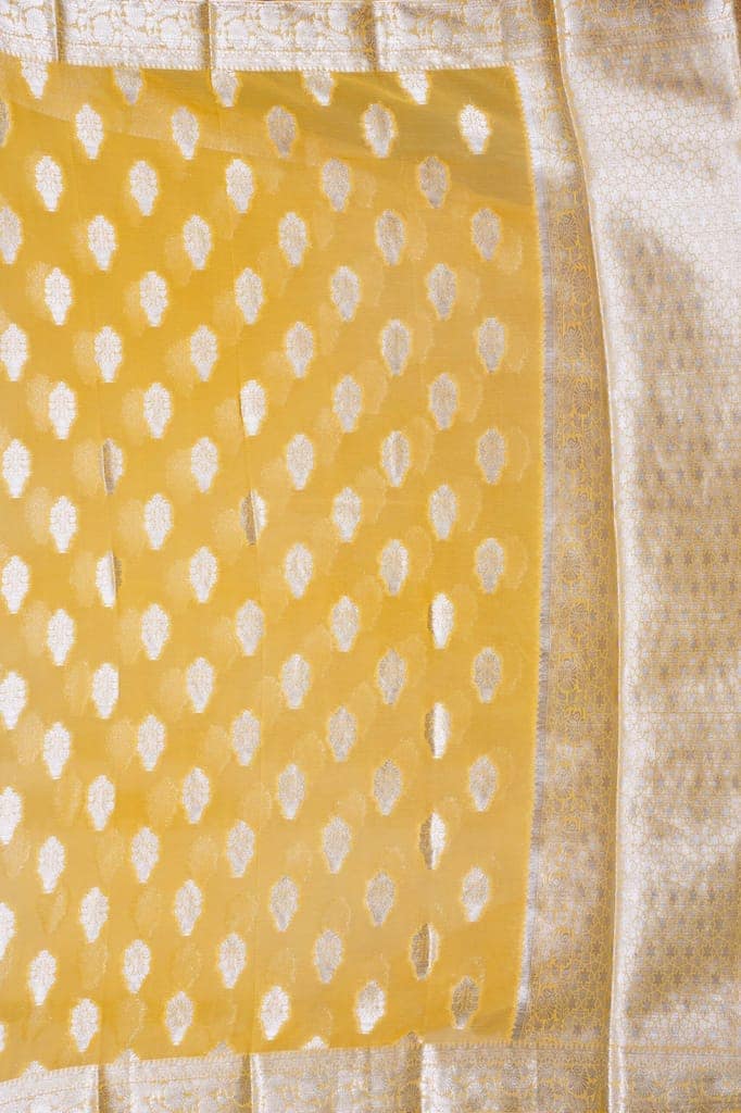 Alluring Yellow Khaddi Georgette Saree view 4