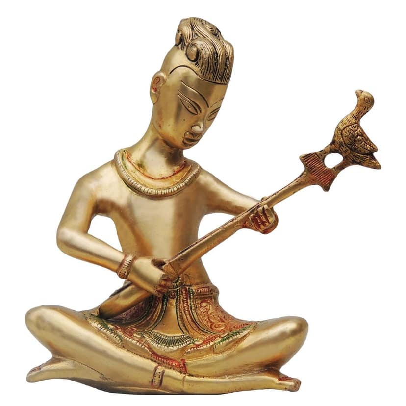 Brass Showpiece Rajasthani Guitar Statue, Height : 8.5 Inch (BSMAS479 C) view 2