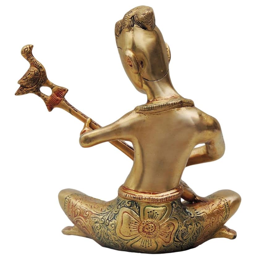 Brass Showpiece Rajasthani Guitar Statue, Height : 8.5 Inch (BSMAS479 C) view 3