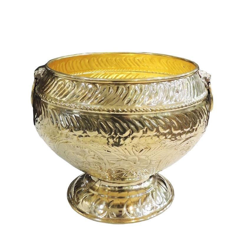 Brass Decorative Planter Gamla | Brass Plant Pot | Decorative Metal Planter for Home Decor, Height : 10 Inch (FMAS799 D) view 2