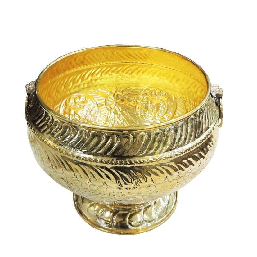 Brass Decorative Planter Gamla | Brass Plant Pot | Decorative Metal Planter for Home Decor, Height : 10 Inch (FMAS799 D) view 3