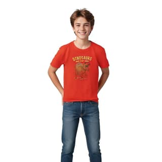 Boys T shirt Cotton Fiery Red Dinosaurs