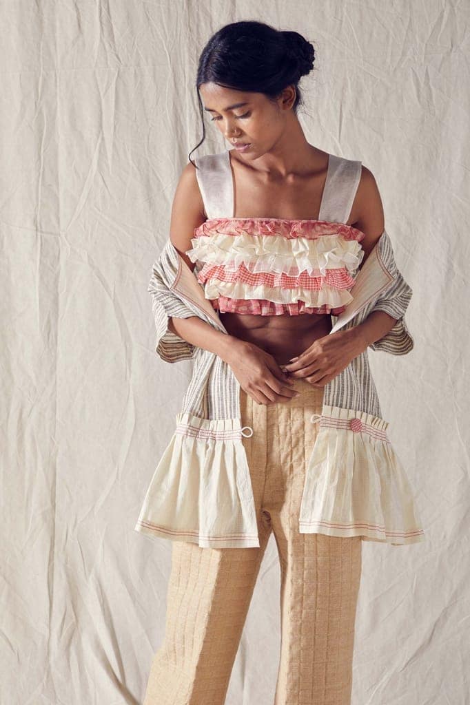 Ruffled Bustier In Organic Cotton And Silk Organza view 4