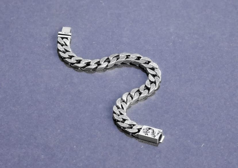 Dragon Textured Cuban Link Bracelet view 3