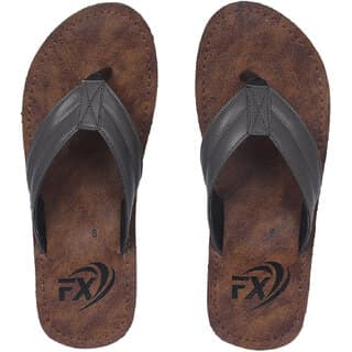 Flip X New Design Men Faux Leather Flip Flop With Contrast Strap