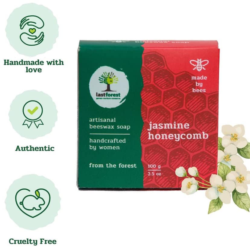 Last Forest Beeswax Soap (100gm), Herbal Bathing Soap for Glowing Skin, Handcrafted, Handmade, 100% Natural Ingredients, Moisturizing, Natural Beeswax, Bathing Soap for Men & Women (Jasmine) view 7