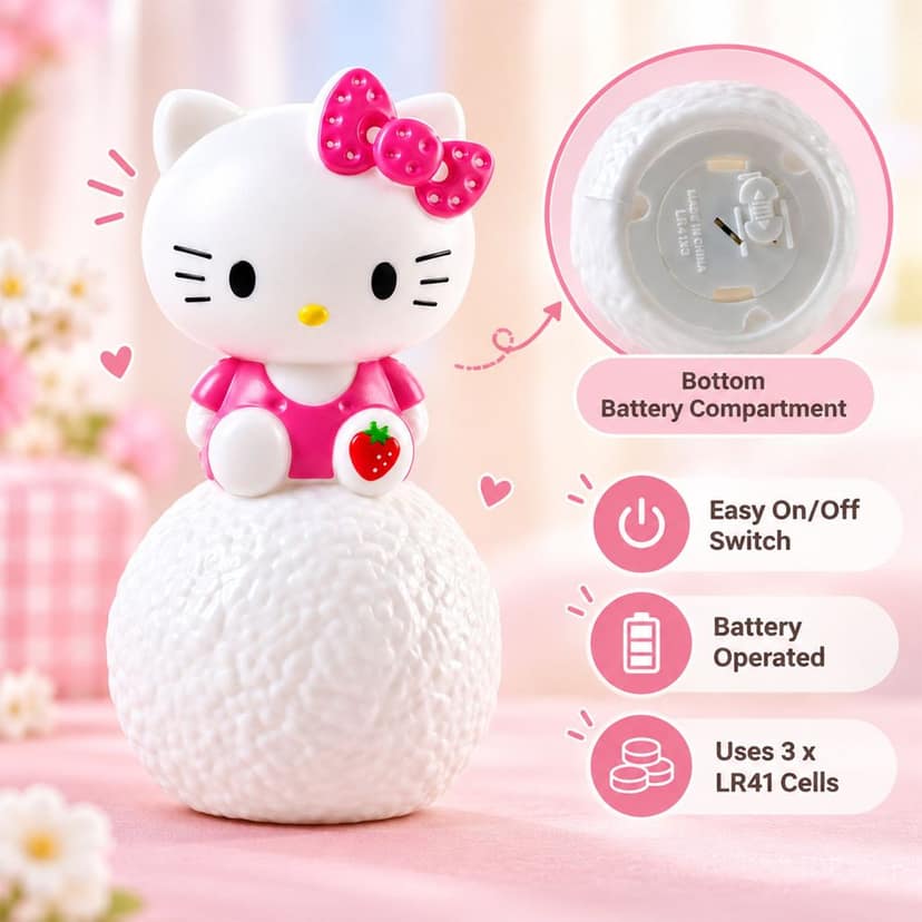 Cartoon Cat LED Night Light with Textured Orb Base for Bedroom Decor (1 Pc) view 3