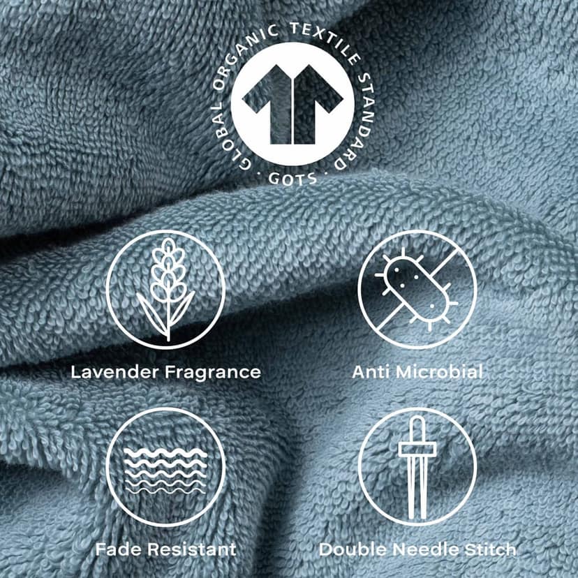 Feather & Spun Organic Cotton Face Towel | Lavender Fragrance | GOTS Certified | Anti Microbial | Fade Resistant | Double Needle Stitch | 550 GSM | 33 cms x 33 cms (Pack of 4) view 5