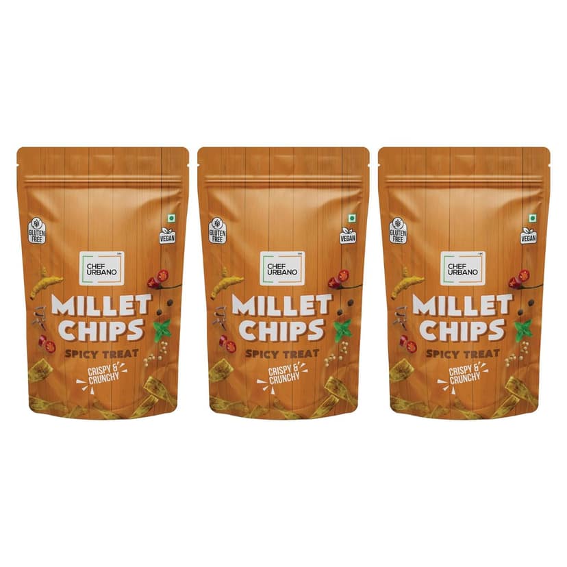 Chef Urbano Combo Chips Millets Spicy Treat Pouch 85 Gms Pack Of 3 view 3