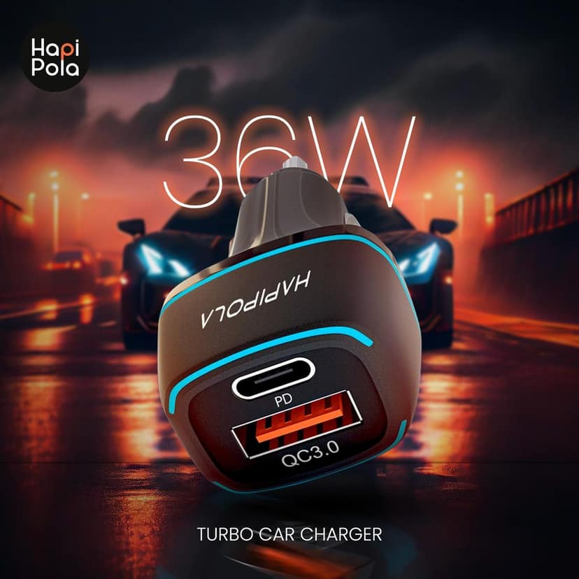 HAPIPOLA Turbo 36W | USB Output | Type C Output Fast Charging | LED Indicator PD Charging | Qualcomm 3.0 view 2
