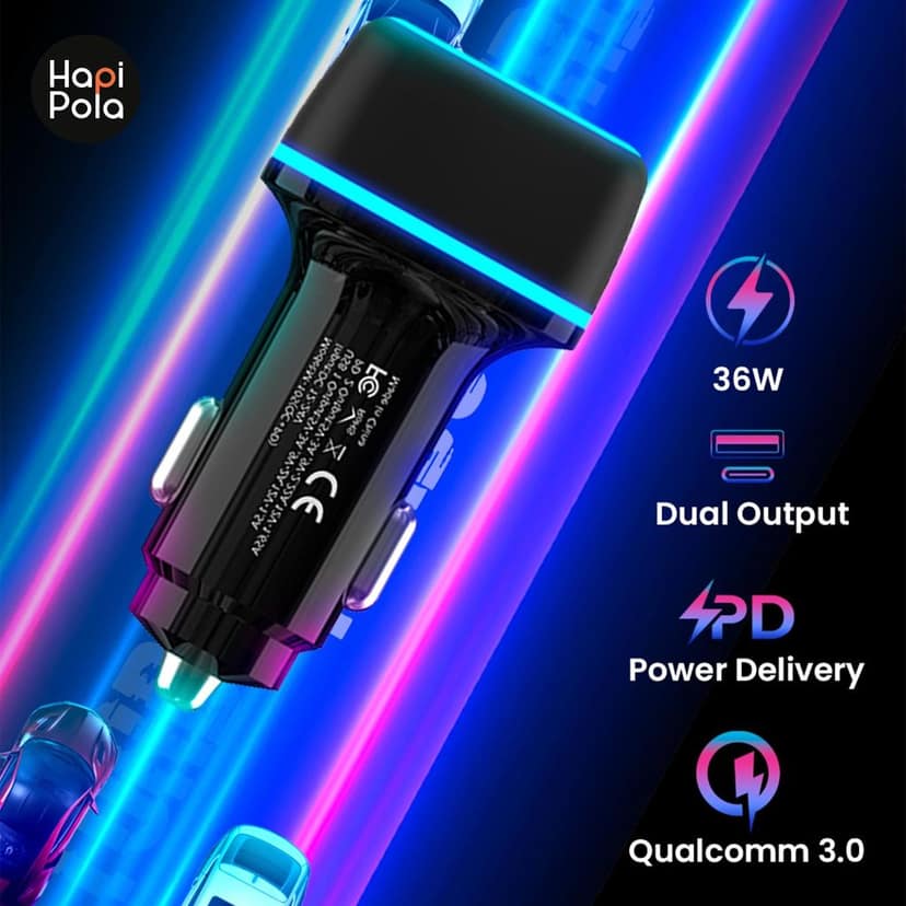 HAPIPOLA Turbo 36W | USB Output | Type C Output Fast Charging | LED Indicator PD Charging | Qualcomm 3.0 view 3