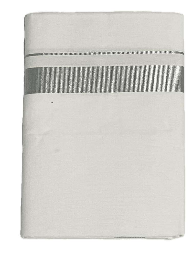 Pure white cotton Dhothi - Big Silk Border Mundu - Silk and Silver colours Dothi view 2