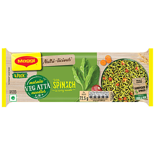 MAGGI Nutri-Licious Masala Veg Atta Noodles With Spinach - Rich In Iron & Fibre, 290 g