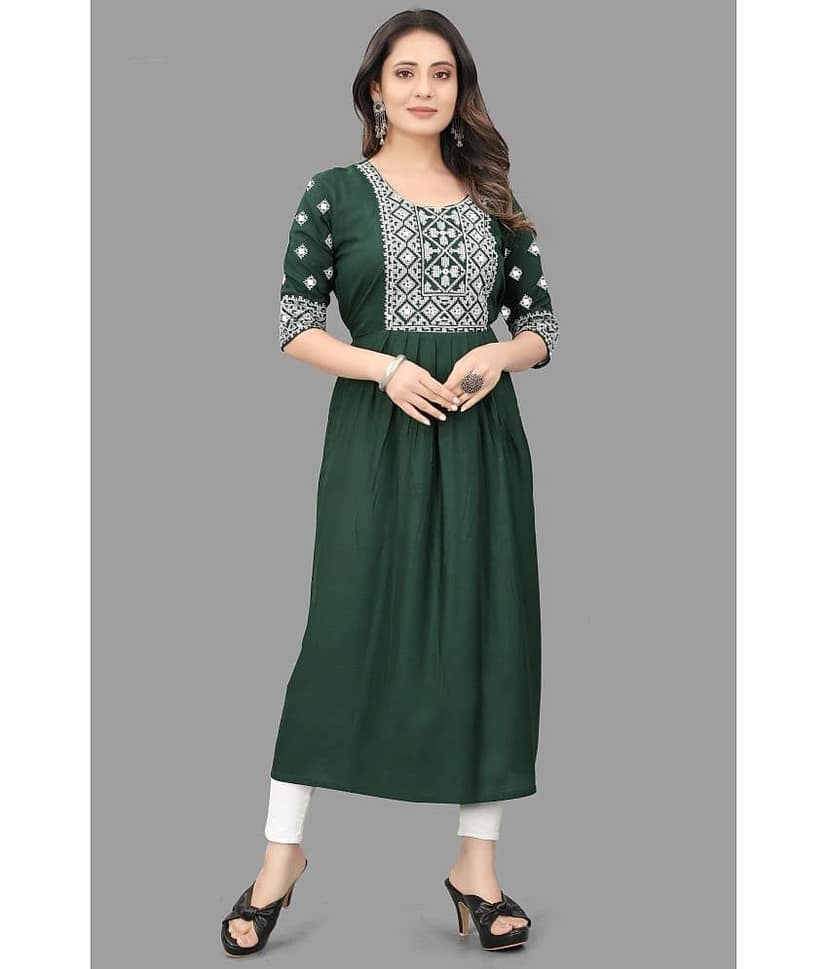 QPEEZ - Blue Rayon Women's Flared Kurti ( Pack of 1 )
