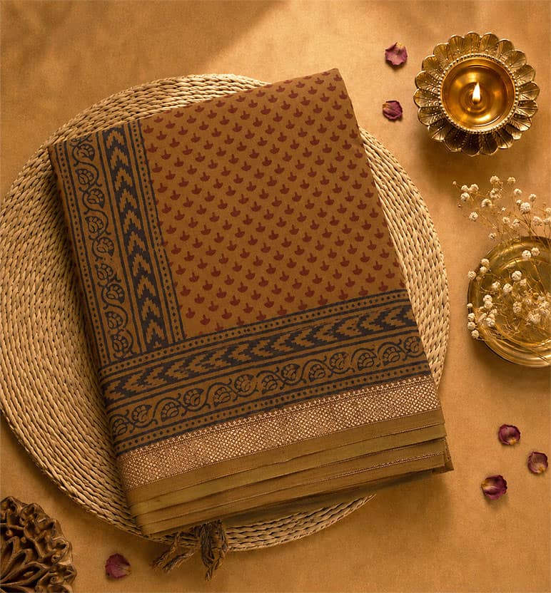 Hand Block Printed Bagh Sausar Cotton Saree