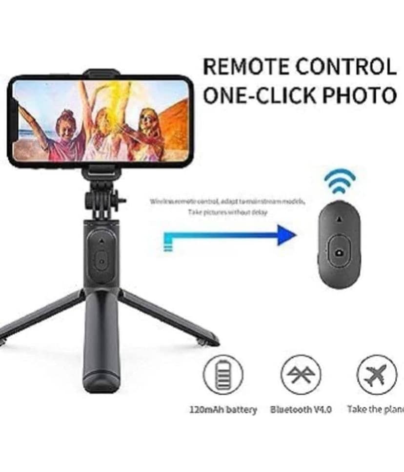 Hybite Blue tooth Selfie-Stick with Remote 3-in-1 Multifunctional Selfie-Stick Tri pod Stand Compatible The Blue tooth Remote Control But ton view 2