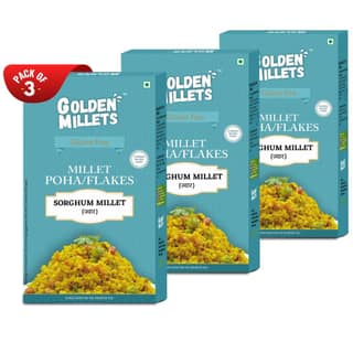 Golden millets Jowar Flakes | Gluten Free | Dietary Fiber & Protein Rich Breakfast | Unflavored | (250g ,Pack of 3)