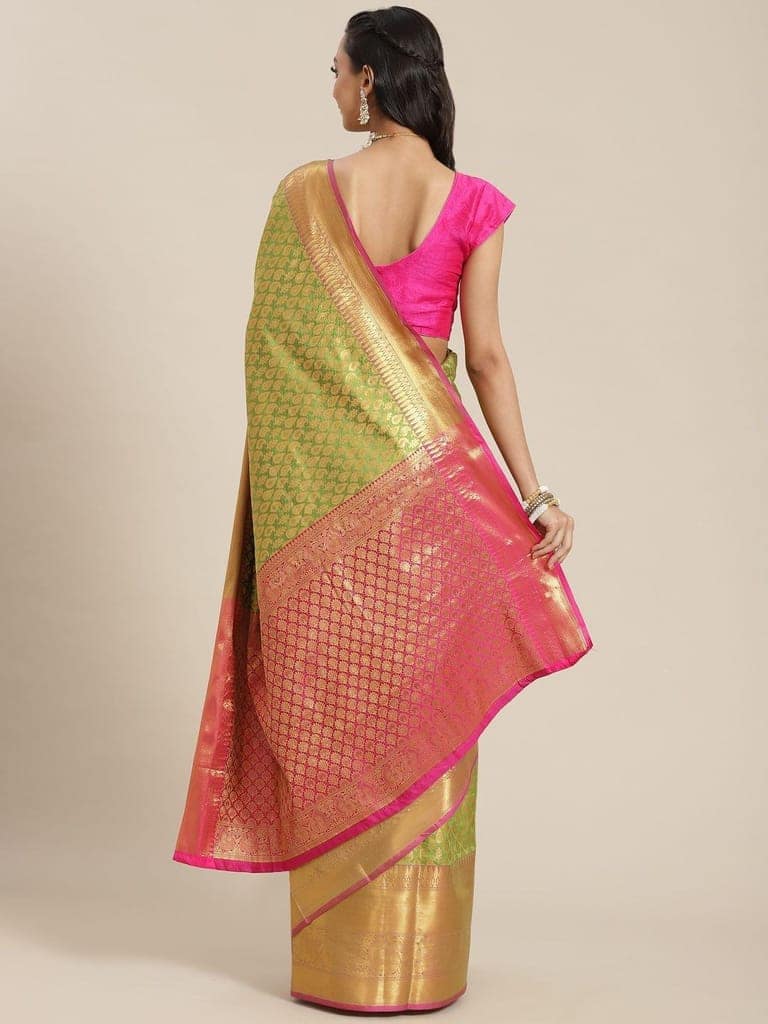 Women's Banarasi Art Silk Saree With Unstitched Blouse Piece view 3