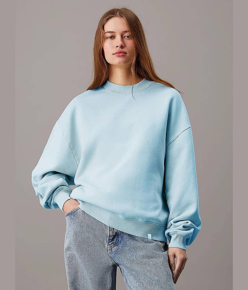 kotty Women Fleece Round Neck Sweatshirt For Light Winters ( Blue )