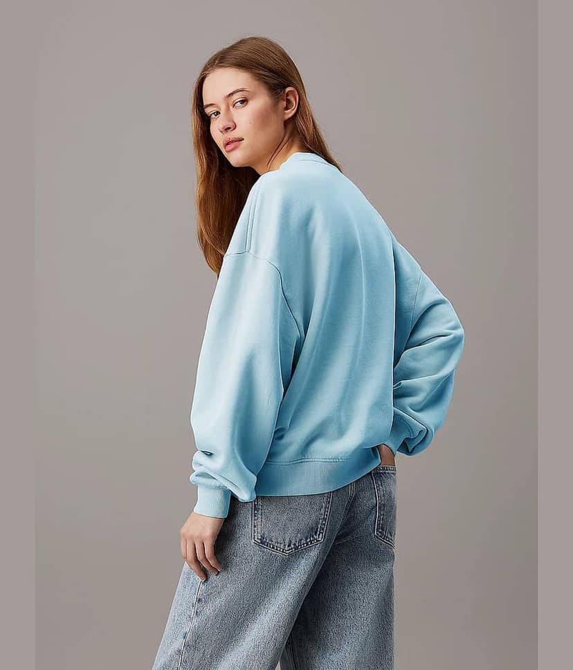 kotty Women Fleece Round Neck Sweatshirt For Light Winters ( Blue ) view 2
