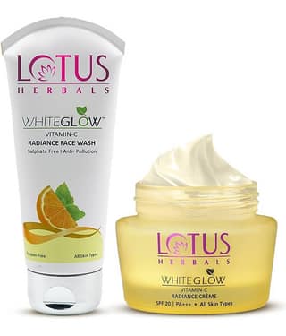 Lotus Herbals Whiteglow Vitamin C Radiance Cream 50g , Radiance Facewash 100G (Pack of 2)