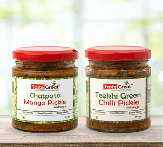 Chatpata Mango Pickle + Teekhi Green Chilli Pickle -Combo Pack (250 X 2= 500 gm)