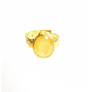 RS GEMSEXPORT Gemstones 5.29 Ratti Natural Certified YELLOW SAPPHIRE Gemstone Panchdhatu Ring , Birthstone Astrology