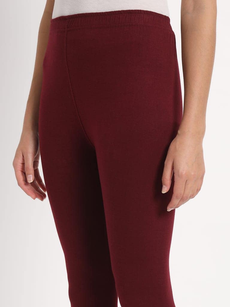 SOFT COLORS Women's Skinny Fit Ethnic Wear Ankle Length Leggings (Wine) view 4