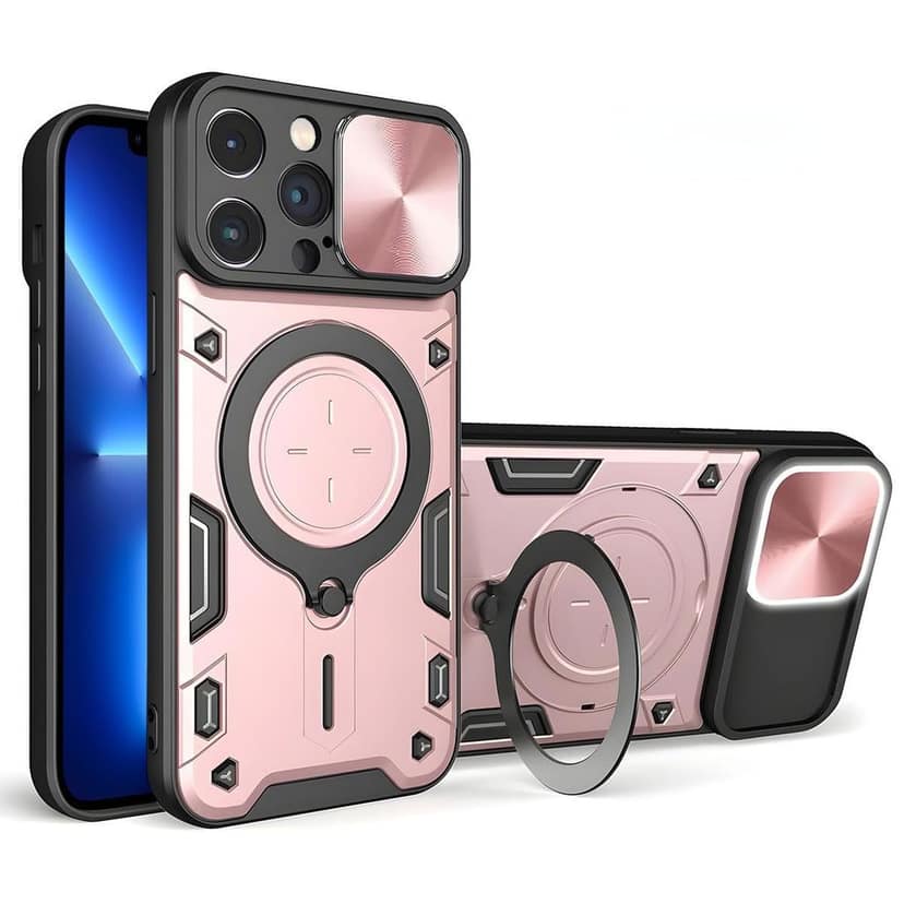 LIRAMARK Cover Case Compatible with Apple iPhone 13 Pro Max (6.7 inch) with Stand & Slider Camera Military Grade Drop Protection