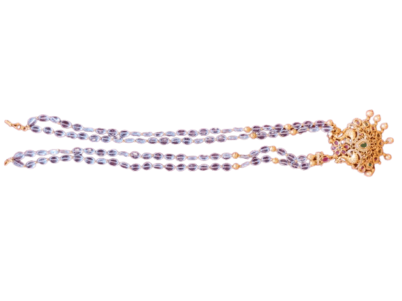 oxidized silver kamarband with intricate meenakari work and pearl drops view 4
