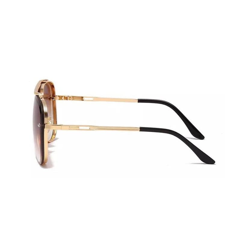 4Flaunt Rimless Aviator Stylish Trending & Latest Vintage Pilot Metal Body Sunglasses For Men And Women | 100% UV Protected (M, C4 - Gold Frame/Brown Gradient Lenses) view 3